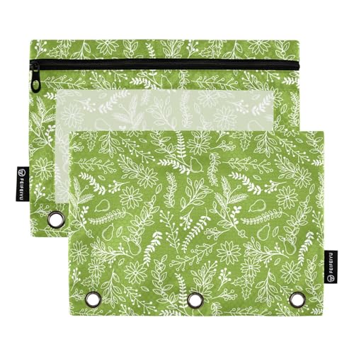 famyily Federmäppchen mit 3 Ringen und transparentem Fenster, großes Federmäppchen mit Reißverschluss, verstärkte Ösen, Federmäppchen, 3 Ringe, Schulklasse, Büro, Organizer, mehrfarbig, 2 Stück von famyily