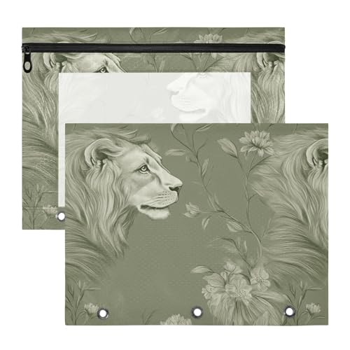 famyily Federmäppchen mit 3 verstärkten Ösen, Aufbewahrungstasche für A4-Papier, Briefe, 2 Stück, Lehrer, Büro, süßer Löwe, Salbeigrün famyily Federmäppchen mit 3 verstärkten Ösen, Aufbewahrungstasche für A4-Papier, Briefe, 2 Stück, Lehrer, Büro, süßer Löwe, Salbeigrün von famyily