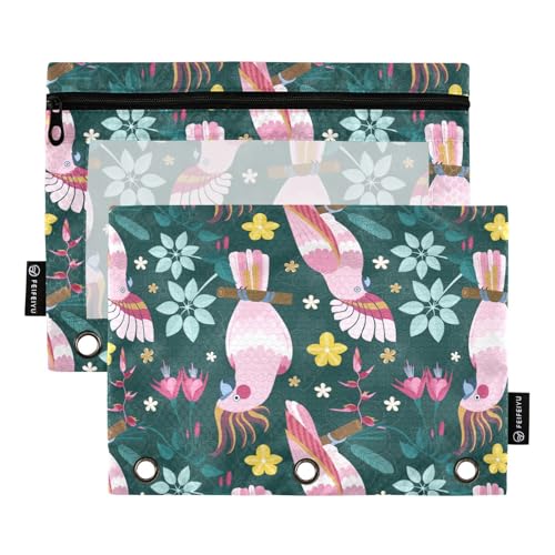 famyily Federmäppchen mit Reißverschluss, exotisches Papageienmuster, tropische Blumen und Blätter, mit transparentem Fenster, in verschiedenen Farben, Taschenordner für 3 Stück, für Schule, Büro und famyily Federmäppchen mit Reißverschluss, exotisches Papageienmuster, tropische Blumen und Blätter, mit transparentem Fenster, in verschiedenen Farben, Taschenordner für 3 Stück, für Schule, Büro und von famyily