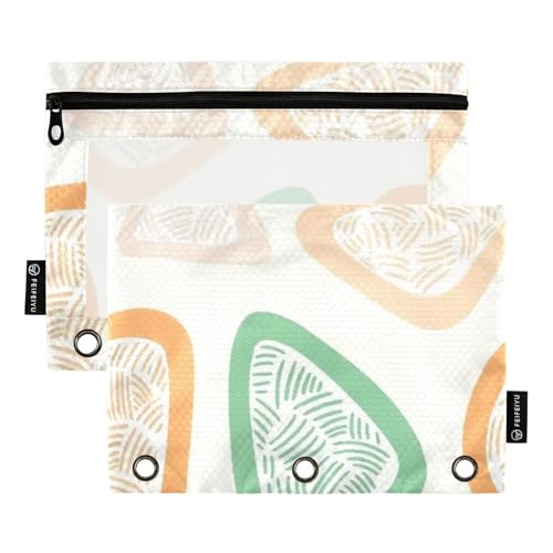 famyily Federmäppchen mit buntem abstraktem Design, Ringbuch mit transparentem Fenster, transparentes Fenster und Ösen, 3 Ringe, Federmäppchen zur Aufbewahrung von Schulstudenten, Lehrerbedarf von famyily