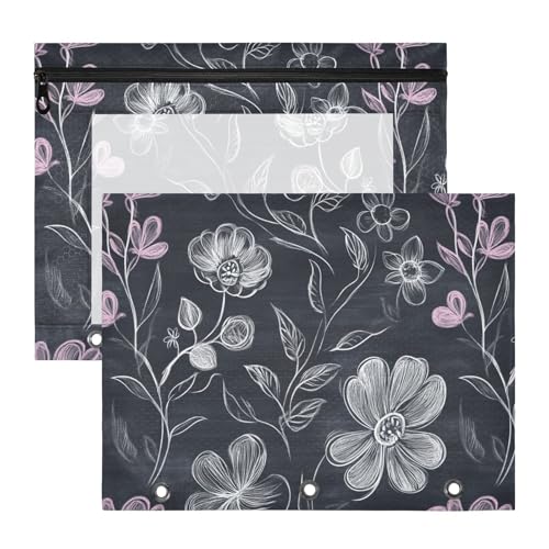 famyily Federmäppchen mit glatten Reißverschlüssen, Taschenordner für A4-Papier, Briefe, 2 Stück, für Lehrer, Schulanfang, Blumen, dunkel famyily Federmäppchen mit glatten Reißverschlüssen, Taschenordner für A4-Papier, Briefe, 2 Stück, für Lehrer, Schulanfang, Blumen, dunkel von famyily