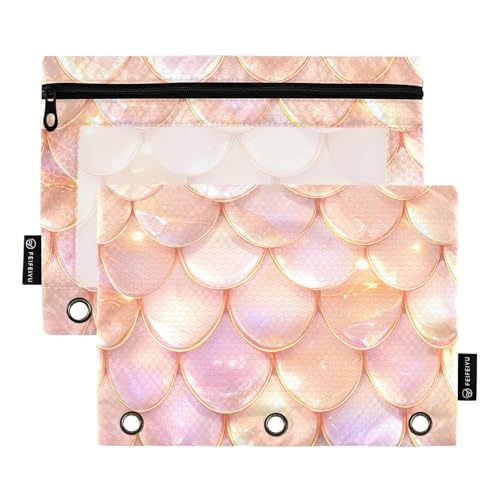 famyily Funkelndes Federmäppchen aus Stoff mit Fischschuppen, für drei Ringe, Bindertaschen mit 3 Löchern, für Untersuchungsbüro, Organizer von famyily
