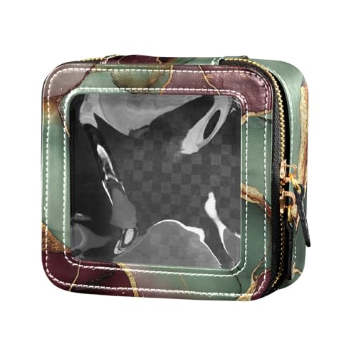 famyily Kleine Make-up-Tasche aus Marmor, Burgunderrot, Salbeigrün, transparent, Reisetaschen für Toilettenartikel, Make-up-Organizer für Reisen, Marmor Burgunderrot Salbeigrün, 1 size von famyily