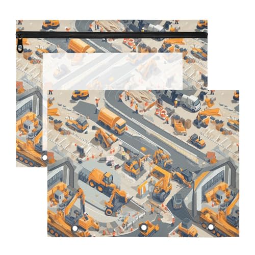 famyily Kosmetiktasche, transparenter Kunststoff, Aktenordner für A4-Papier, Briefe, 2 Stück, Studenten, Schulbedarf, Bauszene, Brücken, Lader, Straßenwalze famyily Kosmetiktasche, transparenter Kunststoff, Aktenordner für A4-Papier, Briefe, 2 Stück, Studenten, Schulbedarf, Bauszene, Brücken, Lader, Straßenwalze von famyily