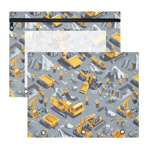 famyily Mehrzweck-Kosmetiktasche, 3 Ringe, Tasche für A4-Papier, Briefe, 2 Stück, Lehrer, Klassenzimmer, Bau-Szene, Damm, Bulldozer famyily Mehrzweck-Kosmetiktasche, 3 Ringe, Tasche für A4-Papier, Briefe, 2 Stück, Lehrer, Klassenzimmer, Bau-Szene, Damm, Bulldozer von famyily