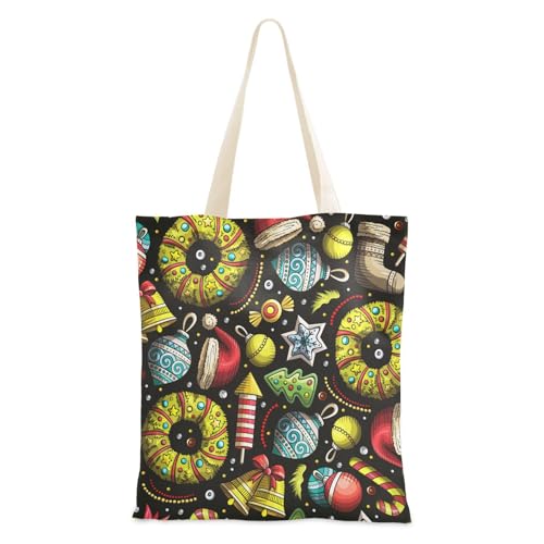 famyily Mittelgroße Canvas-Tragetasche, bunte Weihnachtsüberraschung, Leinentaschen für Frauen für Lehrer, Alltagstasche famyily Mittelgroße Canvas-Tragetasche, bunte Weihnachtsüberraschung, Leinentaschen für Frauen für Lehrer, Alltagstasche von famyily