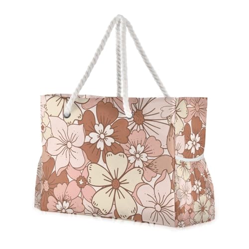 famyily Sanddichte Tragetasche mit Seitentaschen, Tragetasche, Reisetasche, Strandtasche, Pooltasche, Arbeitstasche, Einkaufstasche, Braun von famyily