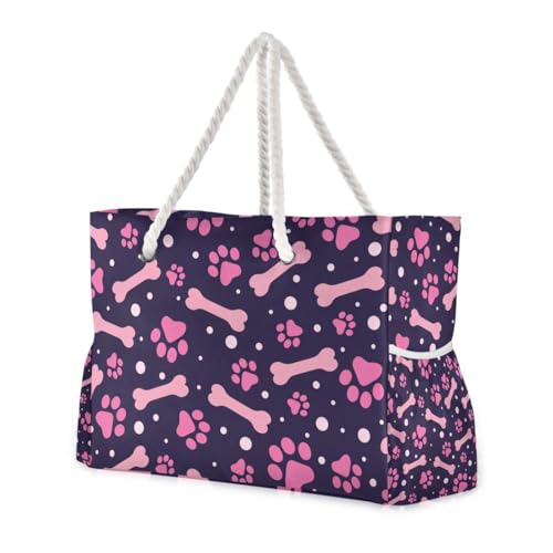 famyily Tragbare Tragetasche für Damen, Motiv: Pfotenabdrücke, mit Seitentaschen, Wochenendtasche, Strandtasche, Pooltasche, Arbeitstasche, Einkaufstasche famyily Tragbare Tragetasche für Damen, Motiv: Pfotenabdrücke, mit Seitentaschen, Wochenendtasche, Strandtasche, Pooltasche, Arbeitstasche, Einkaufstasche von famyily