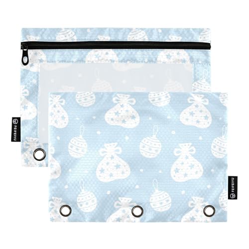 famyily Weihnachts-Überraschungsmappe mit 3 Ringen und transparentem Fenster, mit Reißverschluss, transparentes Fenster und Ösen, 3-Loch-Binder, Schulklasse, Büro, Organizer, mehrfarbig, 2 Stück von famyily