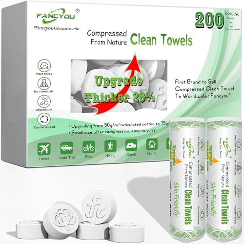 FANCYOU komprimiertes Gesicht Handtuch 23x19cm 200 PACK Bulk verpackt Gesicht ausdehnbare Reinigung Handtücher Wegwerftuch Tabletten für Schönheit & persönliche Pflege von fancyou