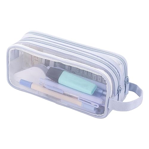 Durchsichtiges Netz-Federmäppchen – 2 Fächer, transparenter Reißverschluss, transparente Make-up-Tasche, multifunktionales Federmäppchen für Teenager, Studenten, Universität Durchsichtiges Netz-Federmäppchen – 2 Fächer, transparenter Reißverschluss, transparente Make-up-Tasche, multifunktionales Federmäppchen für Teenager, Studenten, Universität von fanelod