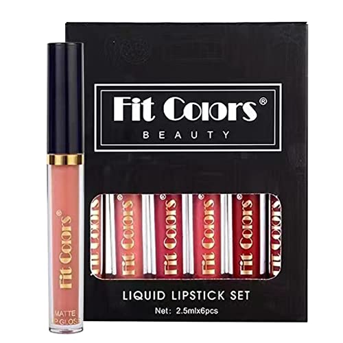 Flüssiger Lippenstift,6 Stück feuchtigkeitsspendender Lipgloss | Wasserdichter, langlebiger Antihaft-Becher, der nicht verblasst, professionelles Lippen-Make-up-Set für Frauen Fanelod von fanelod