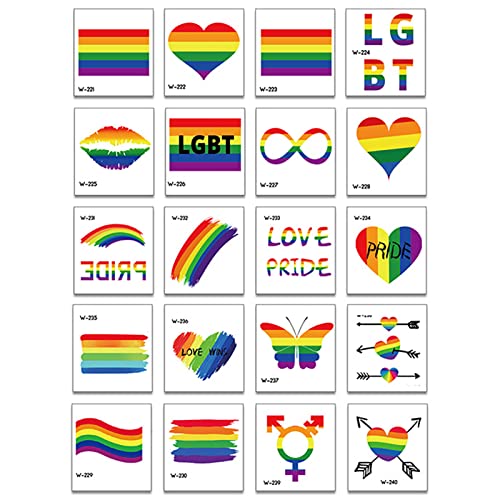 Gay-Pride-Tattoos | Gay Pride Tattoos LGBT Rainbow Temporärer Tattoo-Aufkleber,Rainbow Flag Heart LGBT Pride Party Favors Equality Parade Celebration Supplies Fanelod von fanelod