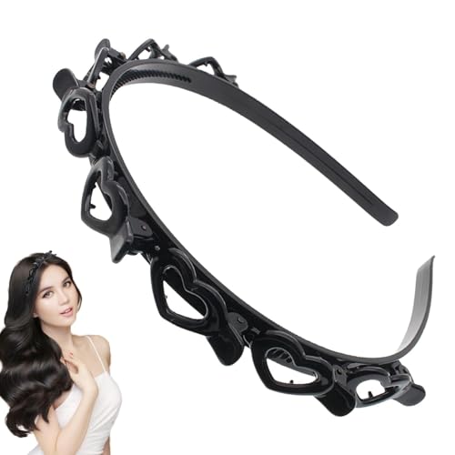 Haarband mit Clips, Haarband mit Clips, Clip-Stirnband, Haarband mit Clip, lockiges Haarband, gewelltes Haarband, Doppel-Pony-Frisur, Haarband mit Clips von fanelod