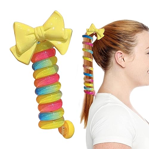 Haargummis ohne Beschädigung, Telefonkabel-Pferdeschwanz-Haargummis, stilvolle und wasserdichte Haarspiralen, elastisches Haar, gedrehtes Haargummi, Haar-Accessoires für Kinder von fanelod