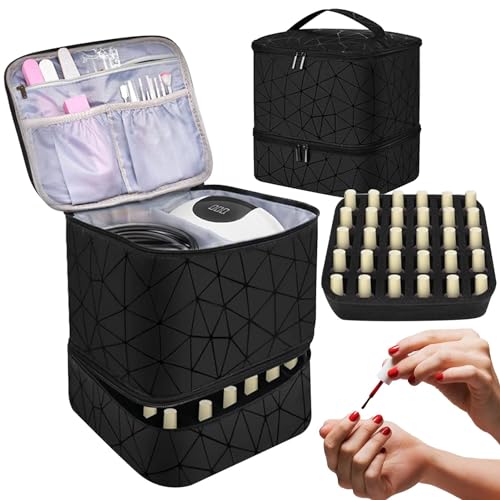 Nagellack-Halter, tragbarer Nagellack-Organizer, 30 Flaschen, doppellagiger Nagellack-Organizer, Nagellack-Aufbewahrungsbox, Nagellack-Tragetasche für Nageltechnik und Maniküre-Werkzeuge Nagellack-Halter, tragbarer Nagellack-Organizer, 30 Flaschen, doppellagiger Nagellack-Organizer, Nagellack-Aufbewahrungsbox, Nagellack-Tragetasche für Nageltechnik und Maniküre-Werkzeuge von fanelod