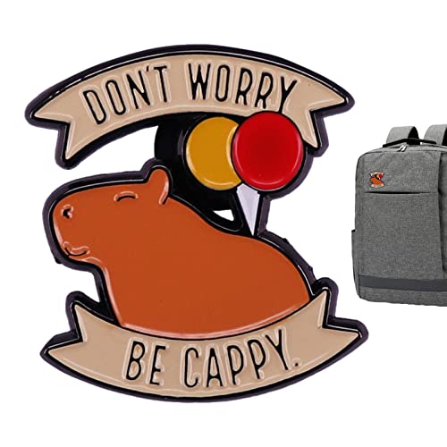 Niedliche Capybara-Brosche, Emaille-Brosche, Capybara-Brosche, Capybara-Geschenke für Capybara-Liebhaber, keine Sorge, sei Cappy Tier-Anstecknadel, Capybara-Brosche, Badabzeichen, Hydrochoerus von fanelod