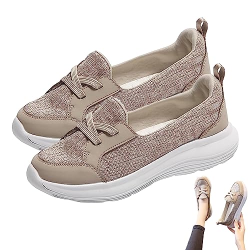 Orthopädische Damen-Schuhe, Fußgewölbeunterstützung, rutschfest, leicht, Schlupfschuhe für Freizeit, Party, Arbeit, Aprikose von fanelod