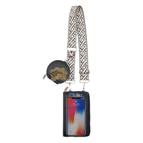 fanelod Damen Handytasche - Handytasche | Handytasche | Damen Handytasche | kleine PU-Ledergeldbörse | verstellbares Telefon, blacks, Refer to description von fanelod