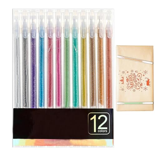 fanelod Glitzerfarbener Stift - 12 Stück farbige Gelstifte | Tragbare farbige Journaling-Stifte, farbige Künstler-Gelmarker für Schulprojekte, Kritzeleien, Grußkarten fanelod Glitzerfarbener Stift - 12 Stück farbige Gelstifte | Tragbare farbige Journaling-Stifte, farbige Künstler-Gelmarker für Schulprojekte, Kritzeleien, Grußkarten von fanelod