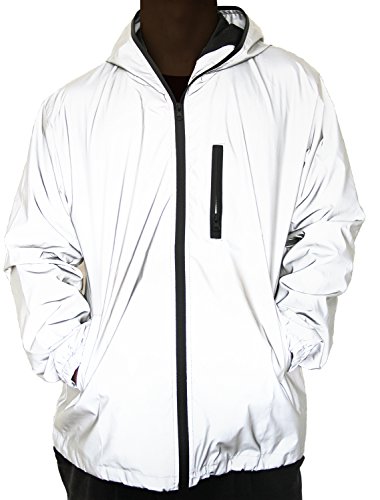fangfei Reflektierender Mantel mit Kapuze und Windbreaker, modisch, mit Tasche Medium silber fangfei Reflektierender Mantel mit Kapuze und Windbreaker, modisch, mit Tasche Medium silber von fangfei