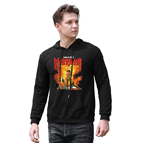 Men's Manowar Printed Pullover Hoodies Long Sleeve Hooded Sweatshirt Black XL von fangs