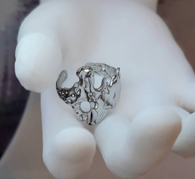 Edelstahl Manschettenring Lava Unregelmäßig Ring von fantasieschick