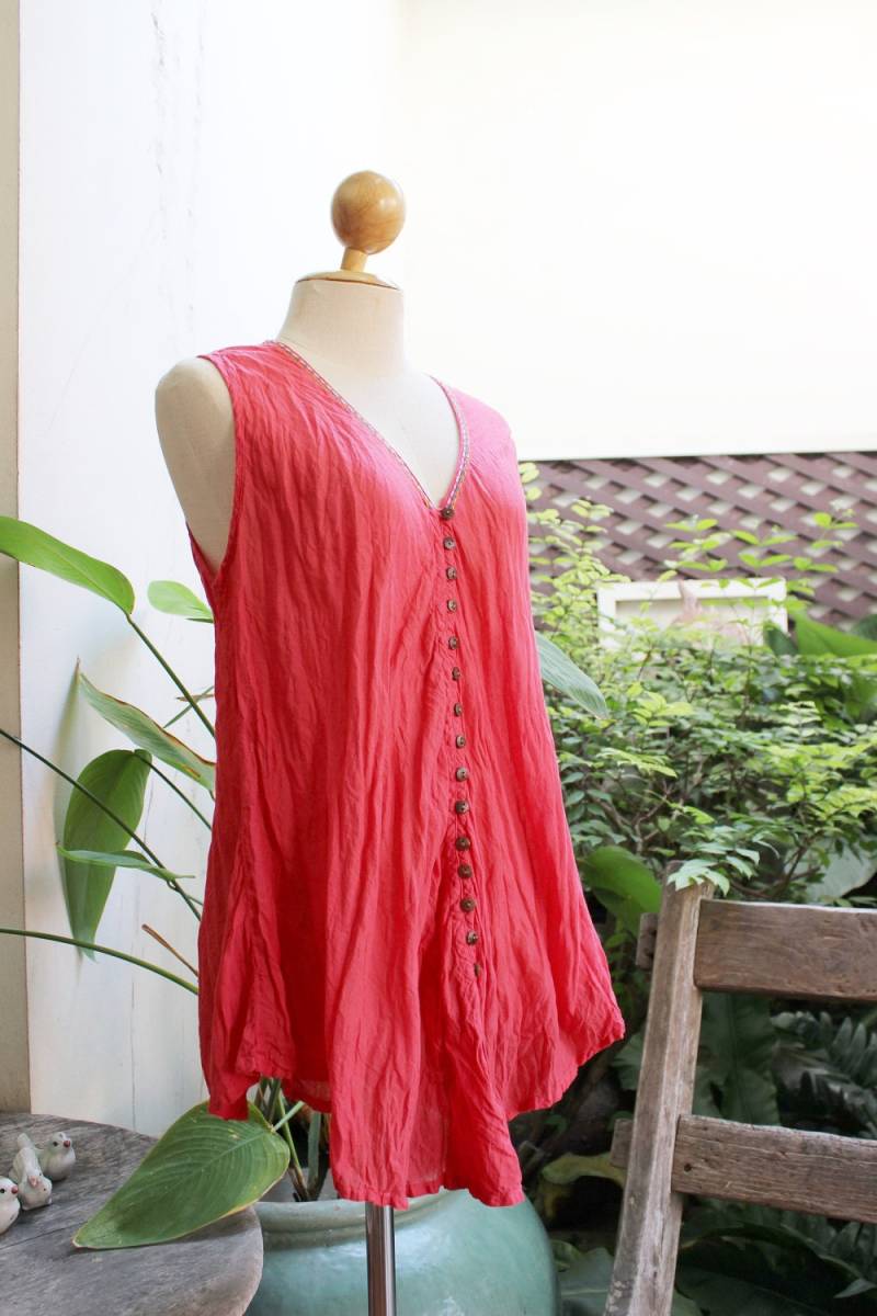 Bequemes Roomy V Ärmelloses Top - Peachy Pink von fantasyclothes