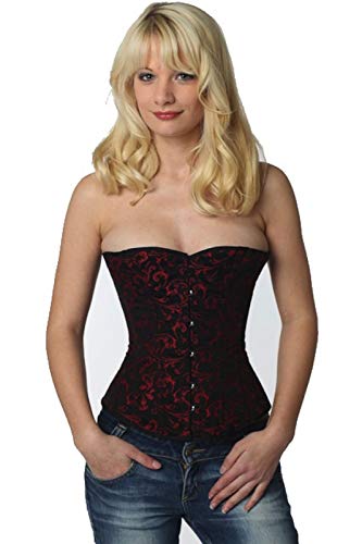 fapedo Korsett Corsage Korsage Corset Halbbrust Brokat Rot 50 von fapedo