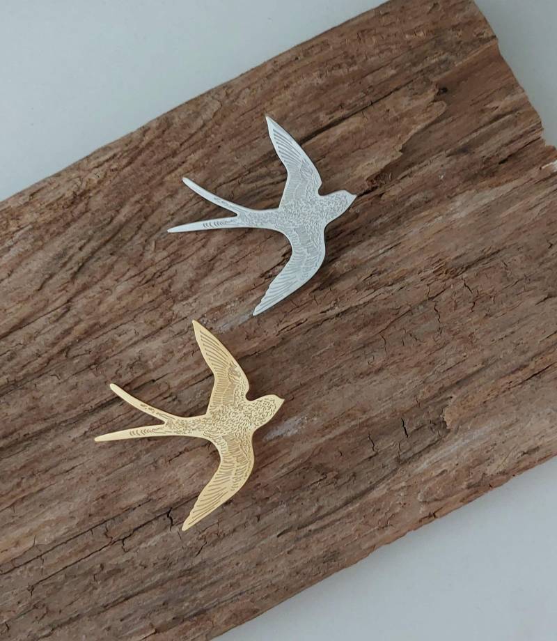 Brosche Schwalbe Edelstahl von farbenspielschmuck
