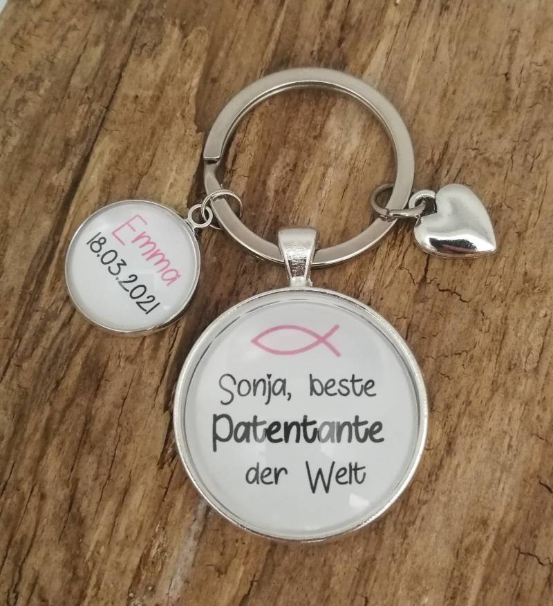 Schlüsselanhänger "Beste Patentante Der Welt" Personalisiert Schlüsselanhänger "Beste Patentante Der Welt" Personalisiert von farbenspielschmuck