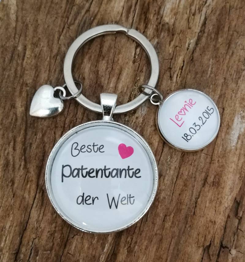 Schlüsselanhänger "Beste Patentante Der Welt" Personalisiert von farbenspielschmuck