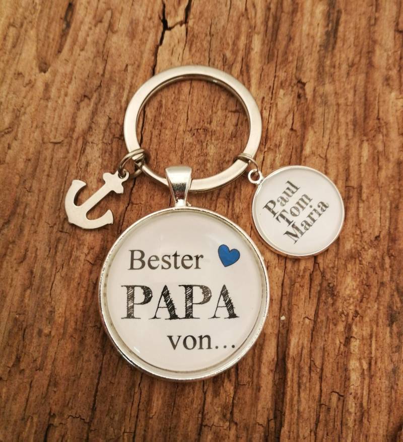Schlüsselanhänger "Bester Papa" Personalisiert von farbenspielschmuck