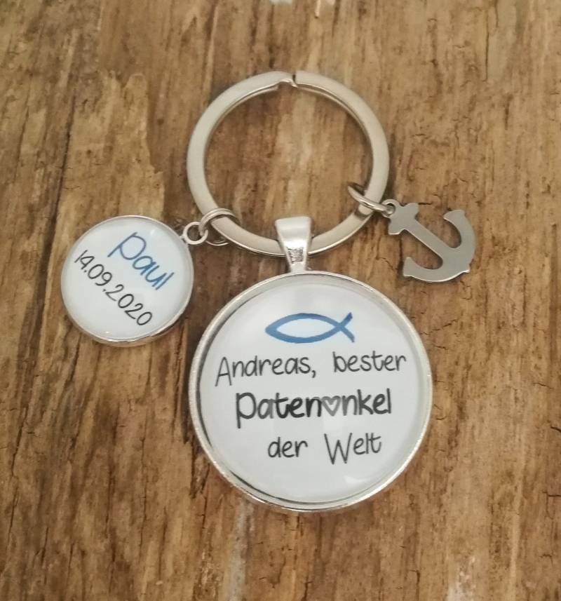 Schlüsselanhänger "Bester Patenonkel Der Welt" Personalisiert von farbenspielschmuck