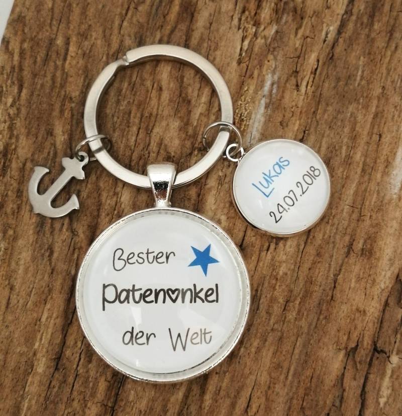 Schlüsselanhänger "Bester Patenonkel Der Welt" Personalisiert von farbenspielschmuck