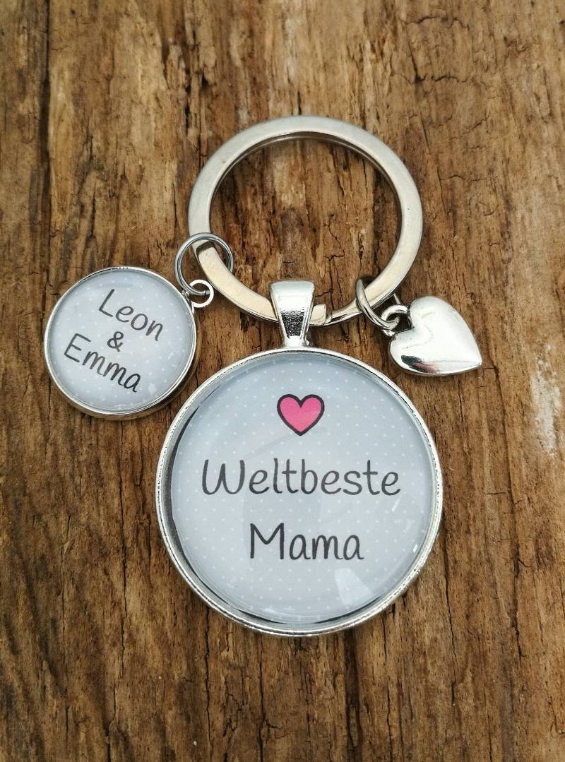 Schlüsselanhänger "Weltbeste Mama" Personalisiert von farbenspielschmuck