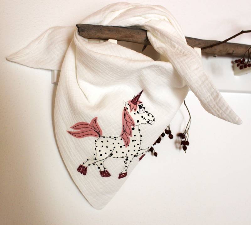 Halstuch Musselin Kinder, Musselintuch, Musselin, Tuch Herbst, Halstuch Regenbogen, Halstuch Einhorn, Halstuch Ballerina, Halstuch Schmetterling von farbkleckskerstin