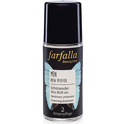 farfalla Men Deo Roll-on Rosa Pfeffer - 50ml - Deodorant - Deodoarant mit 24h Schutz - 100% zertifizierte Naturkosmetik - Aluminiumfrei & vegan von farfalla