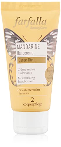 farfalla Mandarine feuchtigkeitsspendende Handcreme - 50ml - Intensive Feuchtigkeitspflege - Mit Bio-Sheabutter & Mandarinenöl - Vegane Formel - 100% zertifizierte Naturkosmetik von farfalla