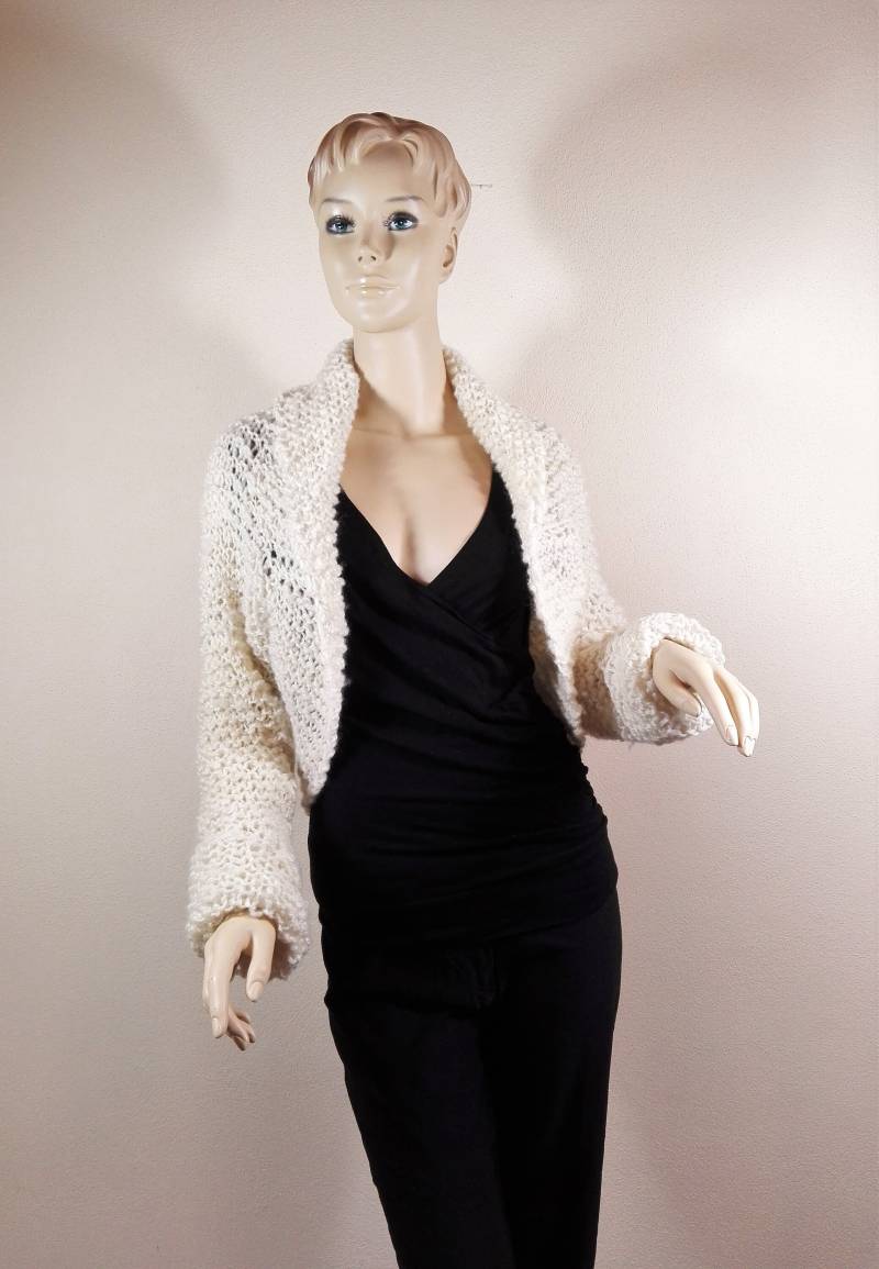 Wolljacke Damen, Gestrickte Jacke Strickjacke Handgestrickt, Größe S von faserkunst