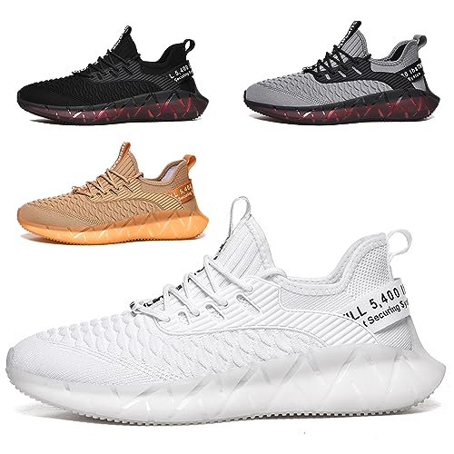 SSERHEHK Sportschuhe Laufschuhe Atmungsaktiv Leichte Turnschuhe Gym Fitness Sneaker für Herren Damen G156 White 38EU von SSERHEHK