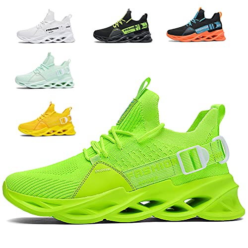 SSERHEHK Sportschuhe Laufschuhe Atmungsaktiv Leichte Turnschuhe Gym Fitness Sneaker für Herren Damen G133 Green 36EU von SSERHEHK