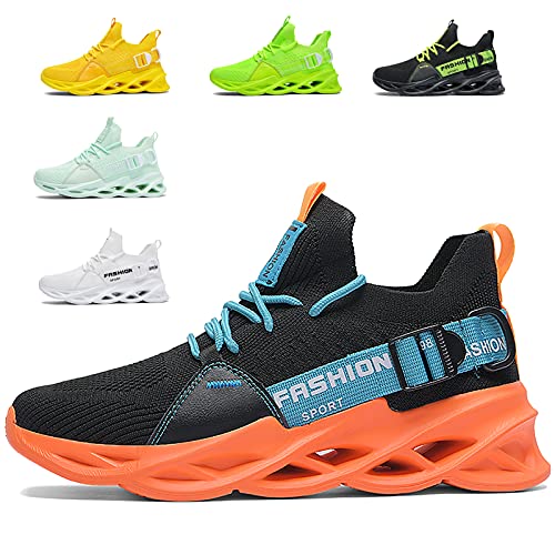 SSERHEHK Sportschuhe Laufschuhe Atmungsaktiv Leichte Turnschuhe Gym Fitness Sneaker für Herren Damen G133 Black Orange 42EU von SSERHEHK