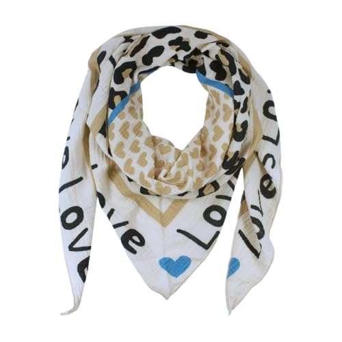 Dreieckschal für Damen in Musselin-Qualität, hochwertiger Motiv-Druck, Sommer-Halstuch - Made in Italy (Beige) von fashionchimp