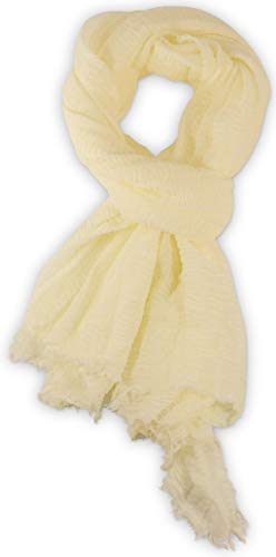 fashionchimp BASIC-Schal für Damen mit weichem Fransensaum, Tuch in leichter Qualität mit Baumwolle, einfarbig (Creme) von fashionchimp