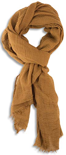 fashionchimp BASIC-Schal für Damen mit weichem Fransensaum, Tuch in leichter Qualität mit Baumwolle, einfarbig (Nougat) von fashionchimp