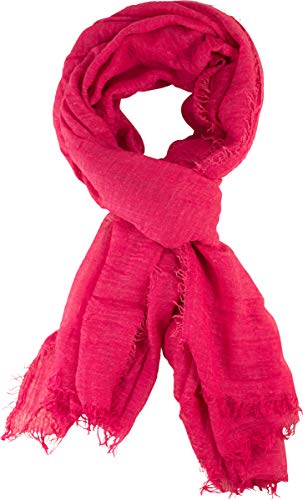 fashionchimp BASIC-Schal für Damen mit weichem Fransensaum, Tuch in leichter Qualität mit Baumwolle, einfarbig (Pink) von fashionchimp