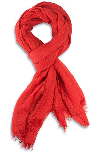 fashionchimp BASIC-Schal für Damen mit weichem Fransensaum, Tuch in leichter Qualität mit Baumwolle, einfarbig (Rot) von fashionchimp