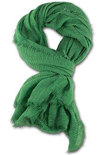 fashionchimp BASIC-Schal für Damen mit weichem Fransensaum, Tuch in leichter Qualität mit Baumwolle, einfarbig (Smaragd) von fashionchimp