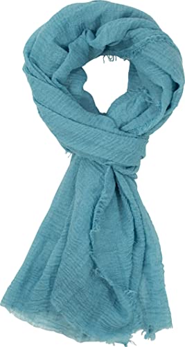 fashionchimp BASIC-Schal für Damen mit weichem Fransensaum, Tuch in leichter Qualität mit Baumwolle, einfarbig (Softblau) von fashionchimp